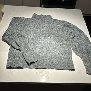 Puffed shoulder/sleeve mock neck sweater